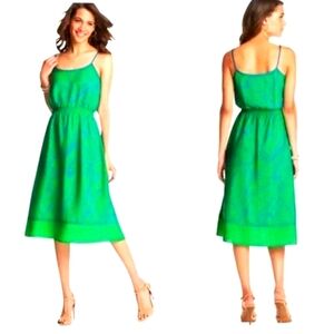 Loft Green/Blue Midi Dress S